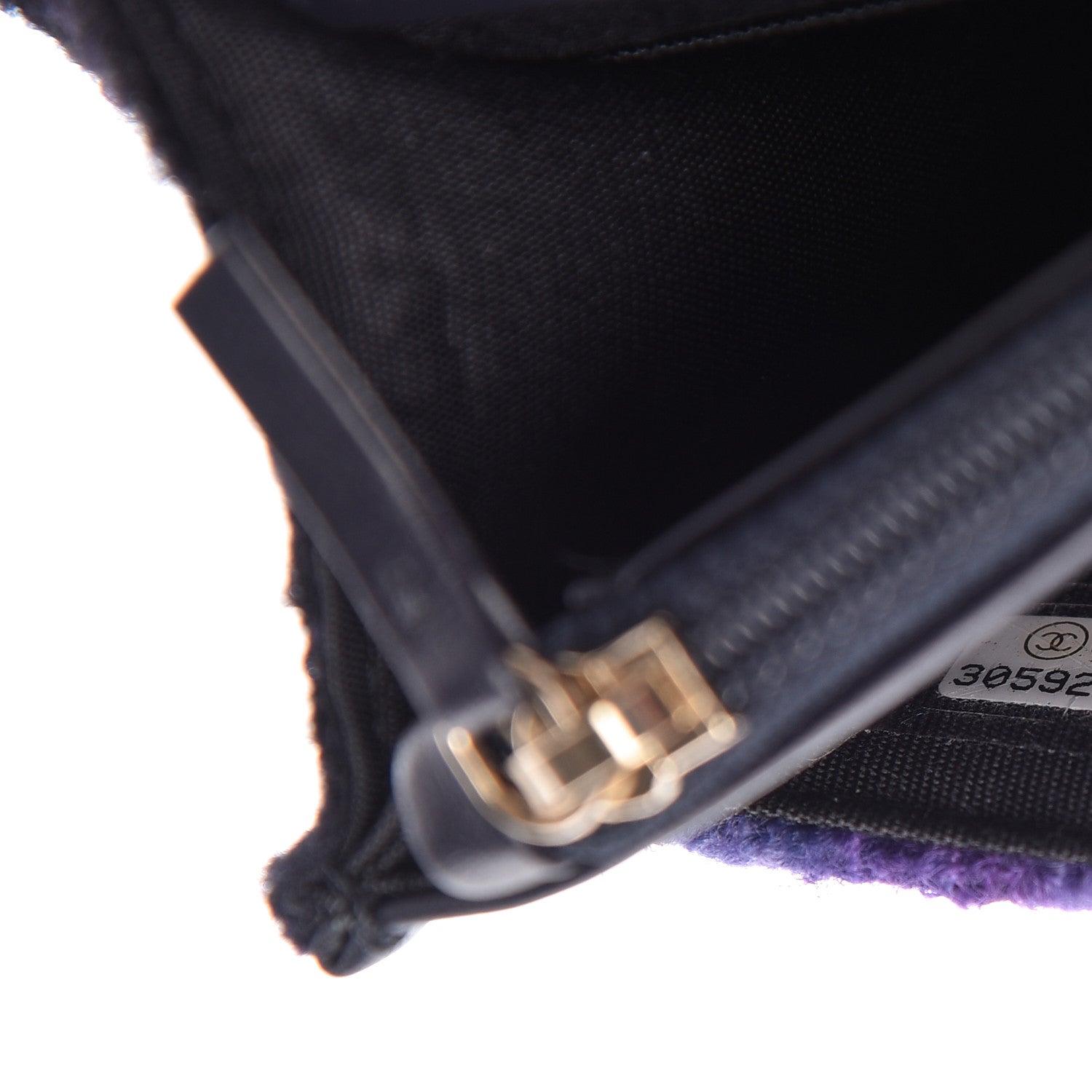 Chanel Wool Tweed Lambskin Quilted 19 Wallet On Chain WOC and Coin Purse Purple Blue 10 of 10