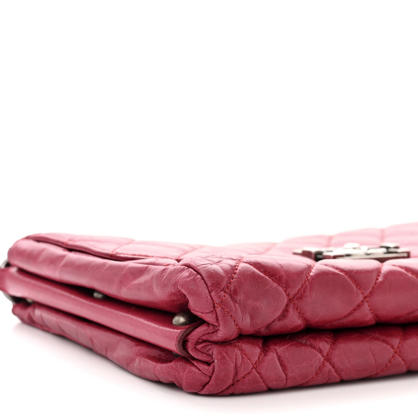 Glazed Calfskin Quilted Soft Boy Flap Red