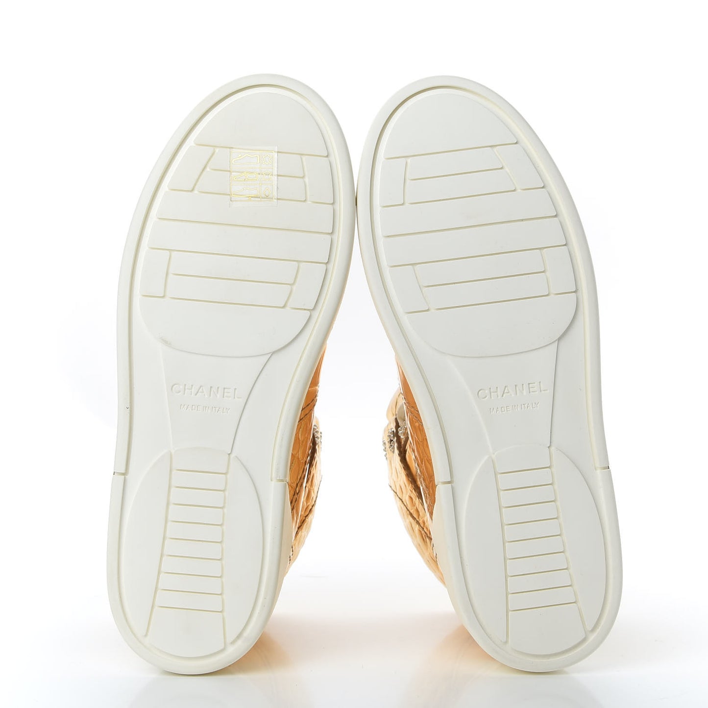 Metallic Calfskin Crocodile Embossed Cocodile High Top Sneakers 37 Gold