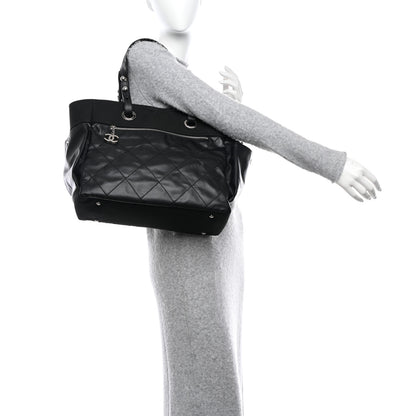 Chanel Coated Canvas Quilted Large Paris Biarritz Tote Black 2 of 10