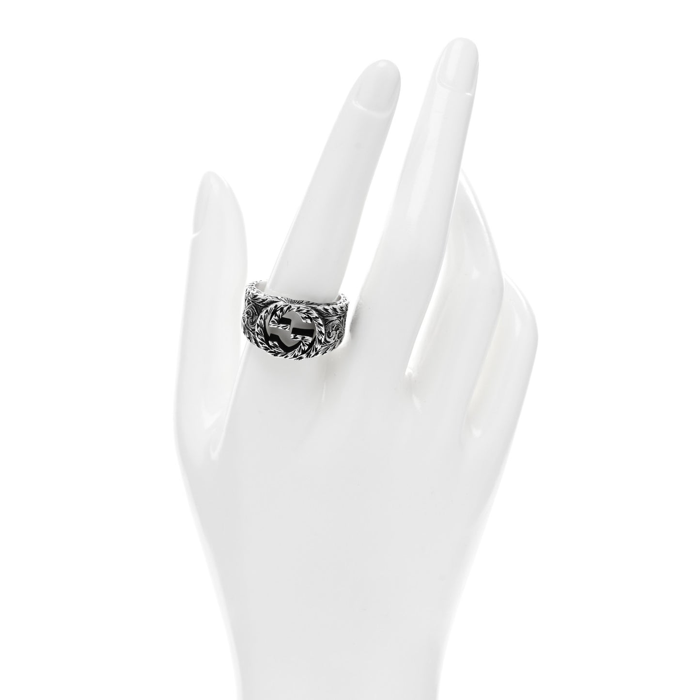 Sterling Silver Interlocking GG Signet Ring 61 9.75