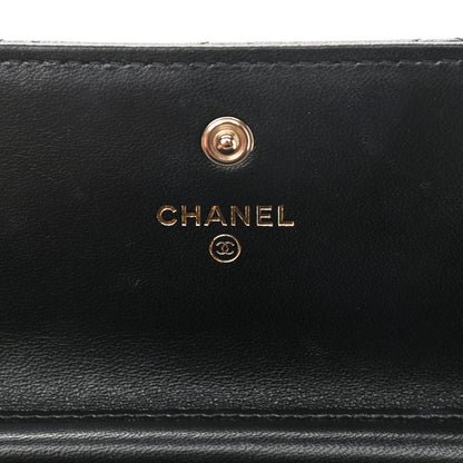 Chanel Lambskin Camellia Wallet on Chain WOC Black 6 of 12