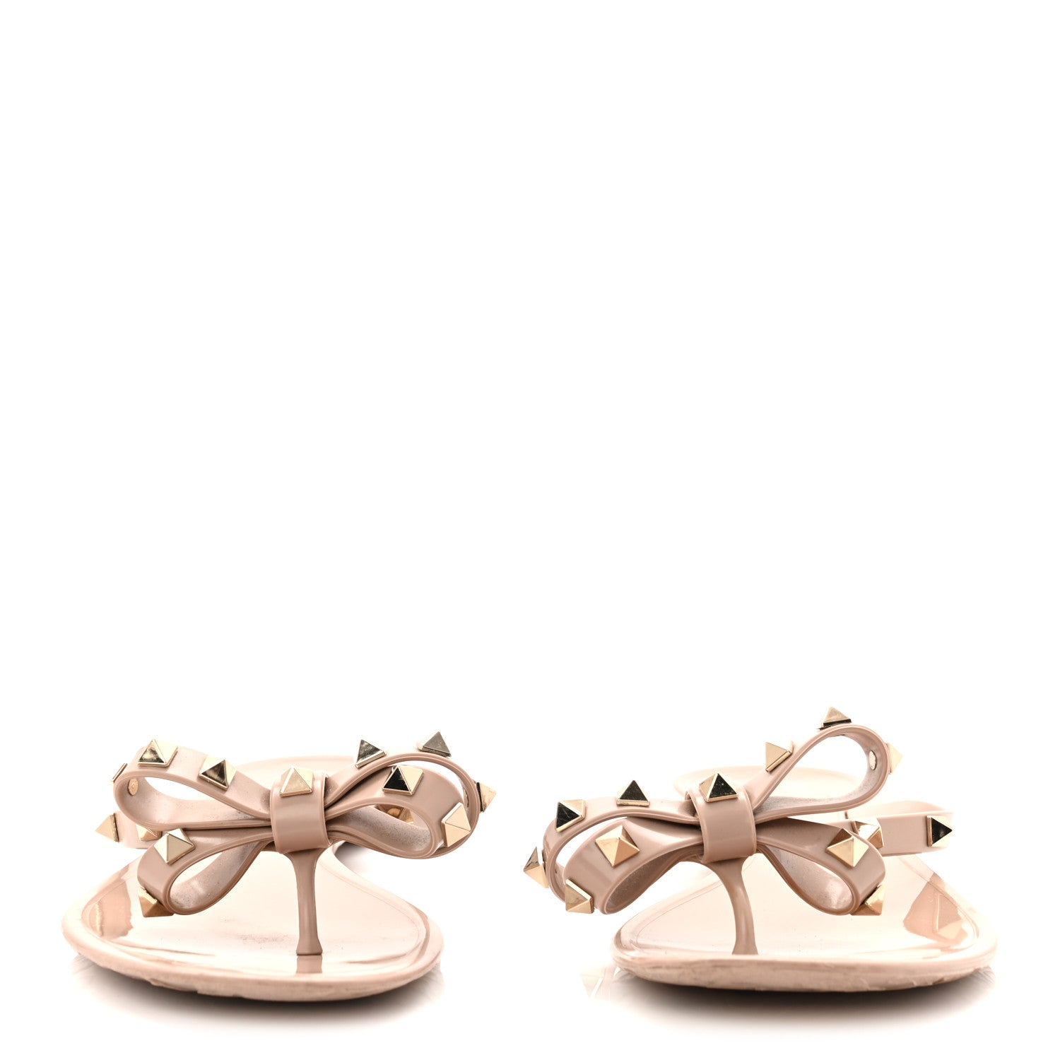 Valentino Garavani PVC Jelly Rockstud Bow Thong Sandals 38 Poudre 2 of 8