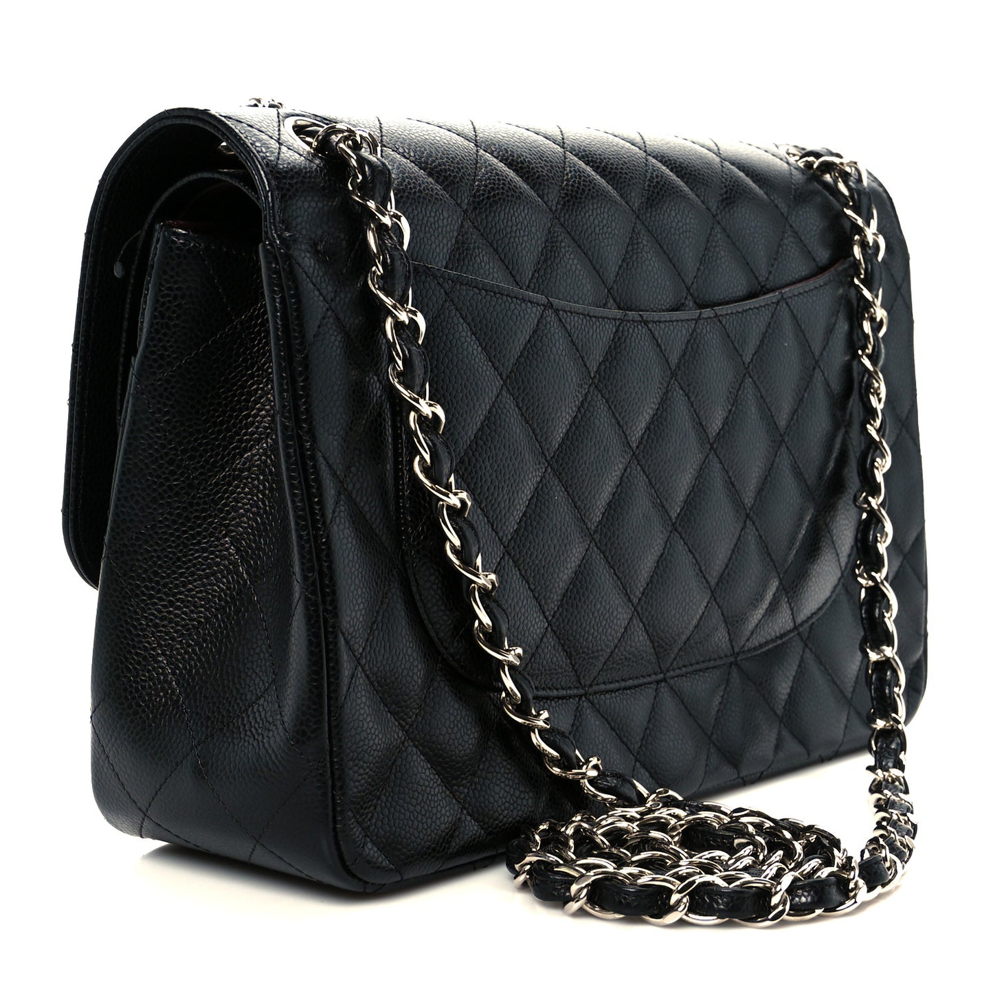 Caviar Quilted Jumbo Double Flap Black