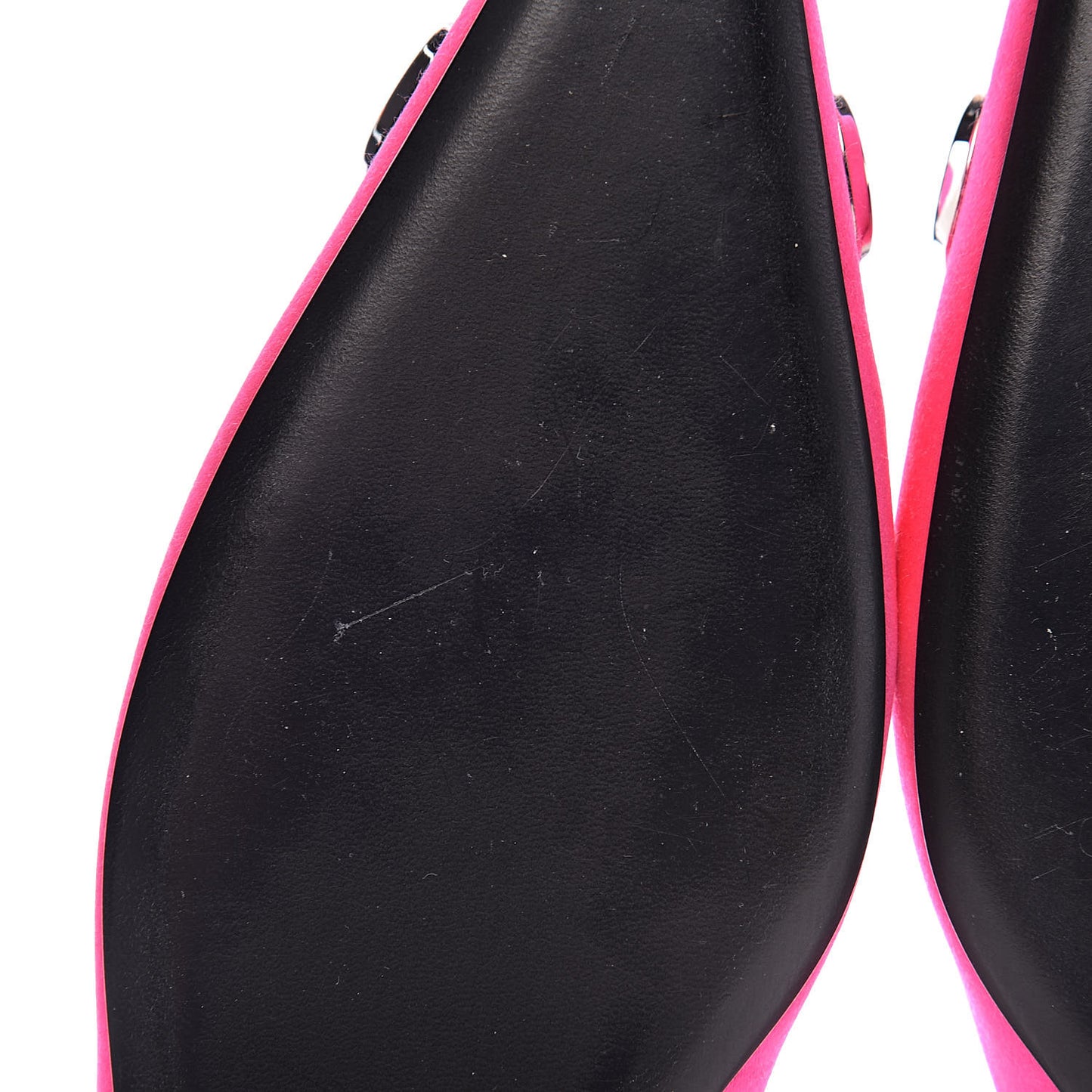 Satin BB Knife Pointy Toe Slingback Flats 38.5 Neon Pink