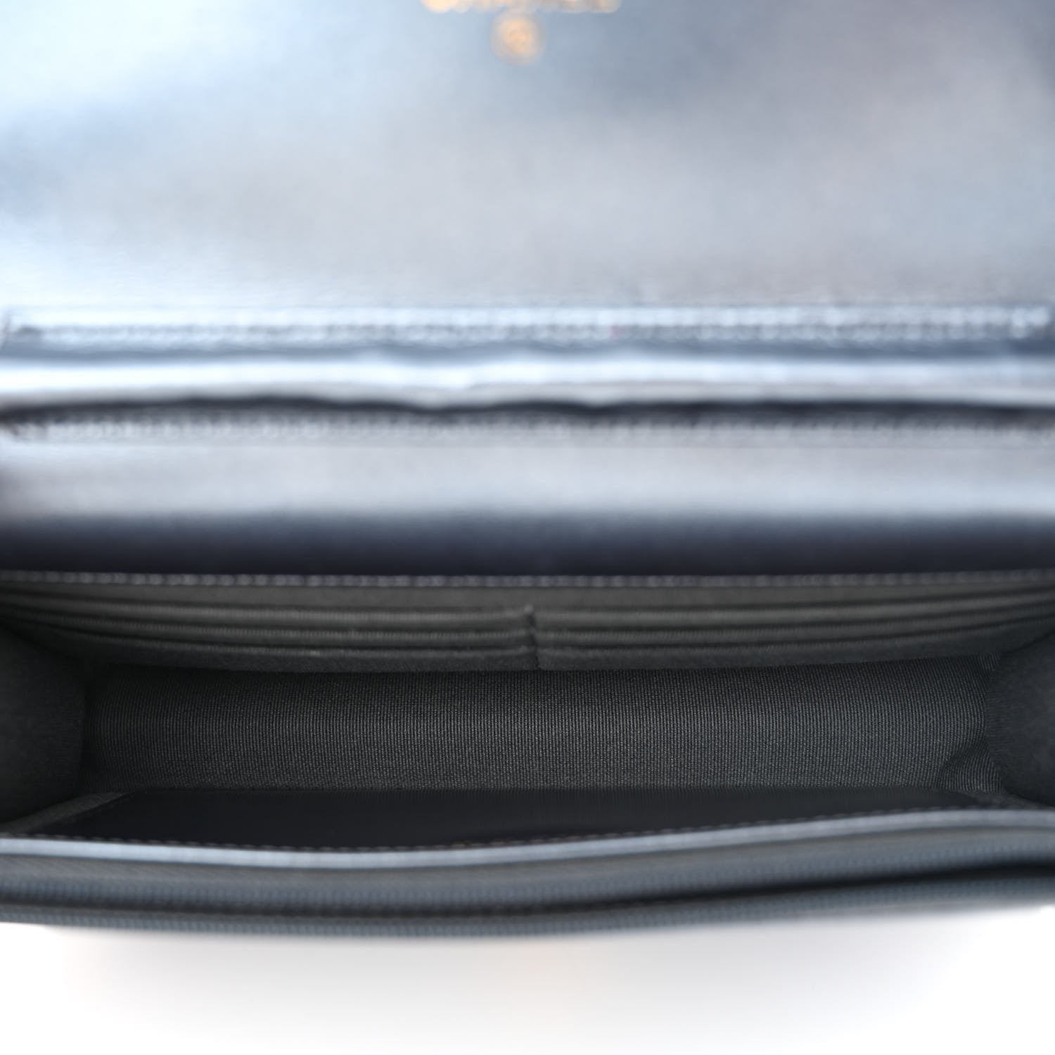 Chanel Metallic Lambskin Wallet On Chain WOC Dark Blue 5 of 12