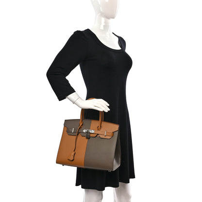 Hermes Epsom Casaque Birkin Sellier 30 Etoupe Sesame Bleu Indigo 2 of 10