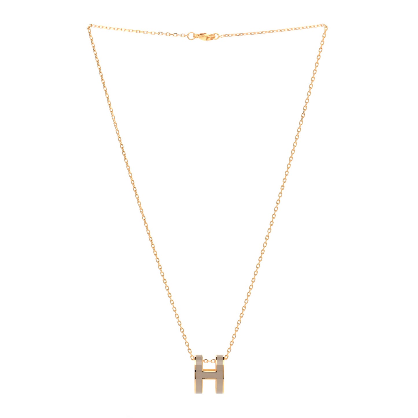 Lacquered Gold Pop H Pendant Necklace Marron Glace