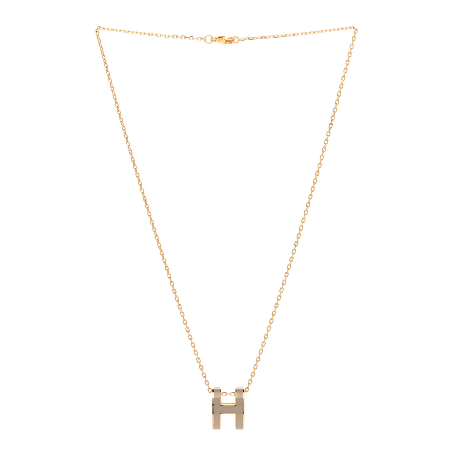 Hermes Lacquered Gold Pop H Pendant Necklace Marron Glace 3 of 7
