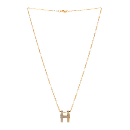 Hermes Lacquered Gold Pop H Pendant Necklace Marron Glace 3 of 7