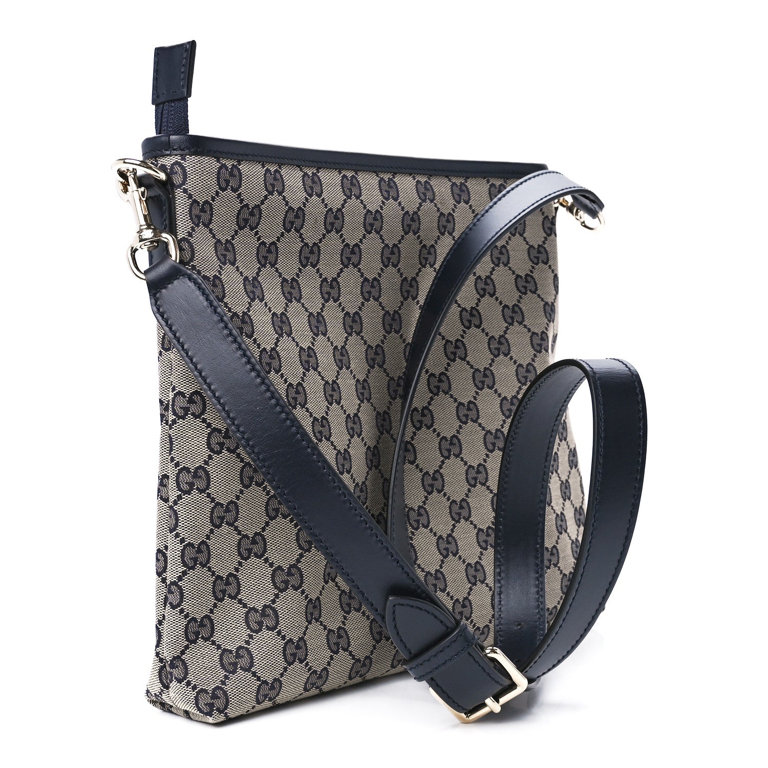 Gucci GG Supreme Monogram Web Flat Messenger Bag Navy 3 of 12