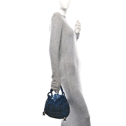 Chanel Denim Raffia Woven Bucket Bag 2 of 10
