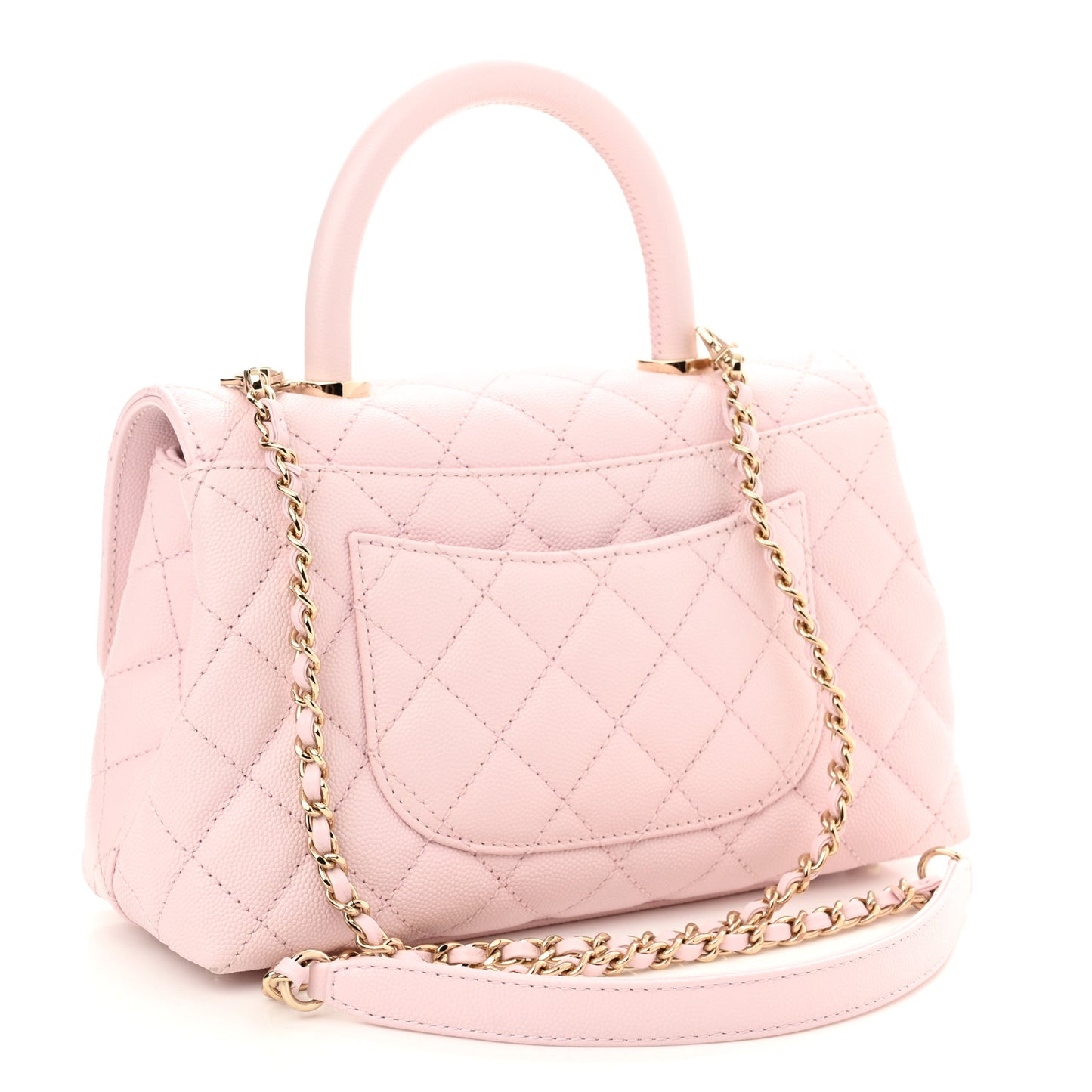 Caviar Quilted Mini Coco Handle Flap Light Pink