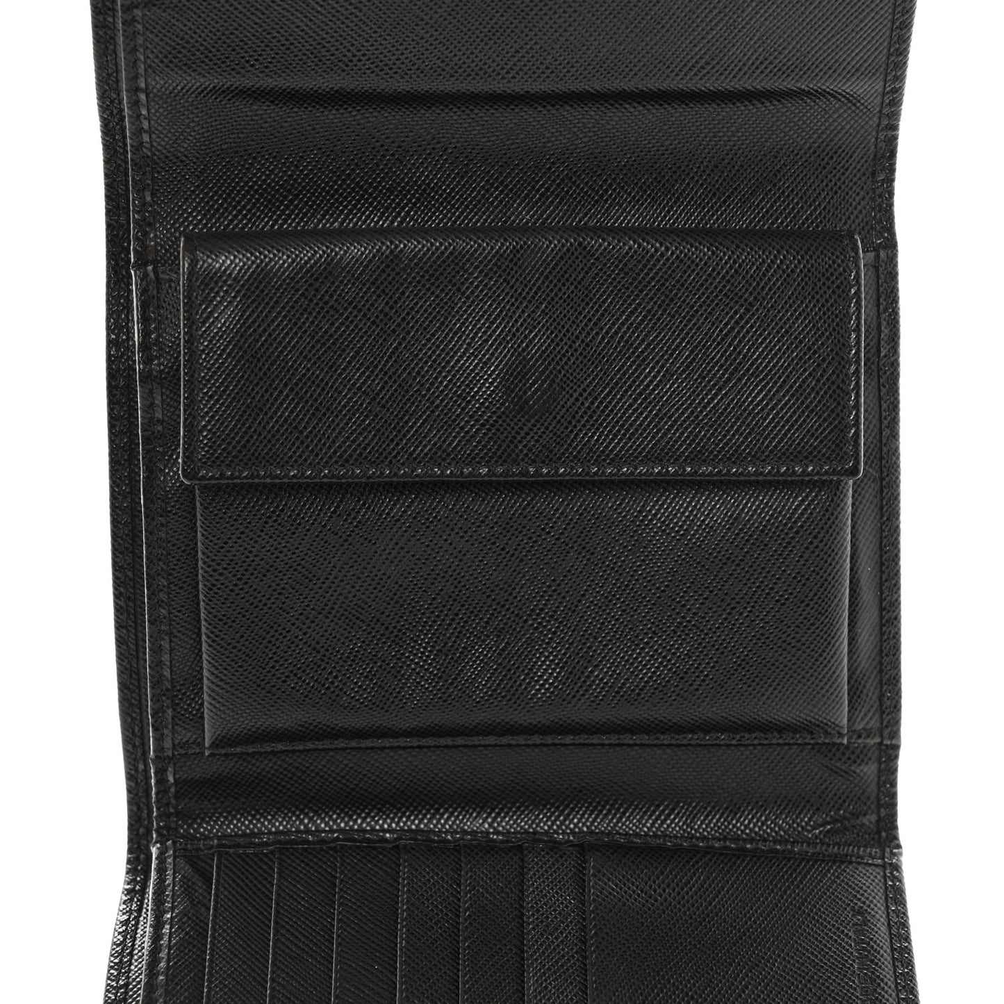 Saffiano Metal Tri-Fold Wallet Black