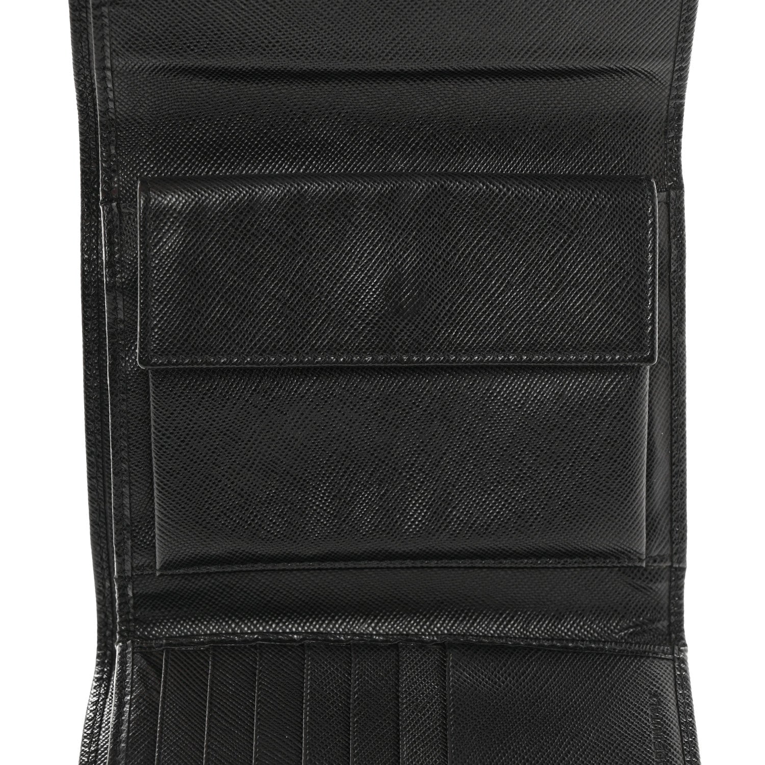Prada Saffiano Metal Tri-Fold Wallet Black 5 of 9