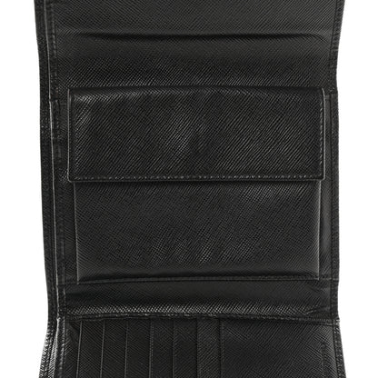 Prada Saffiano Metal Tri-Fold Wallet Black 5 of 9