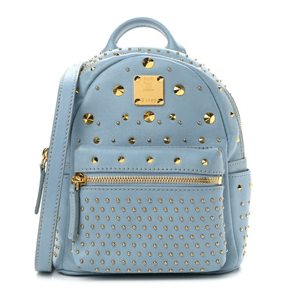 MCM Calfskin Stud X-Mini Stark Bebe Boo Backpack Sky Blue 1 of 13