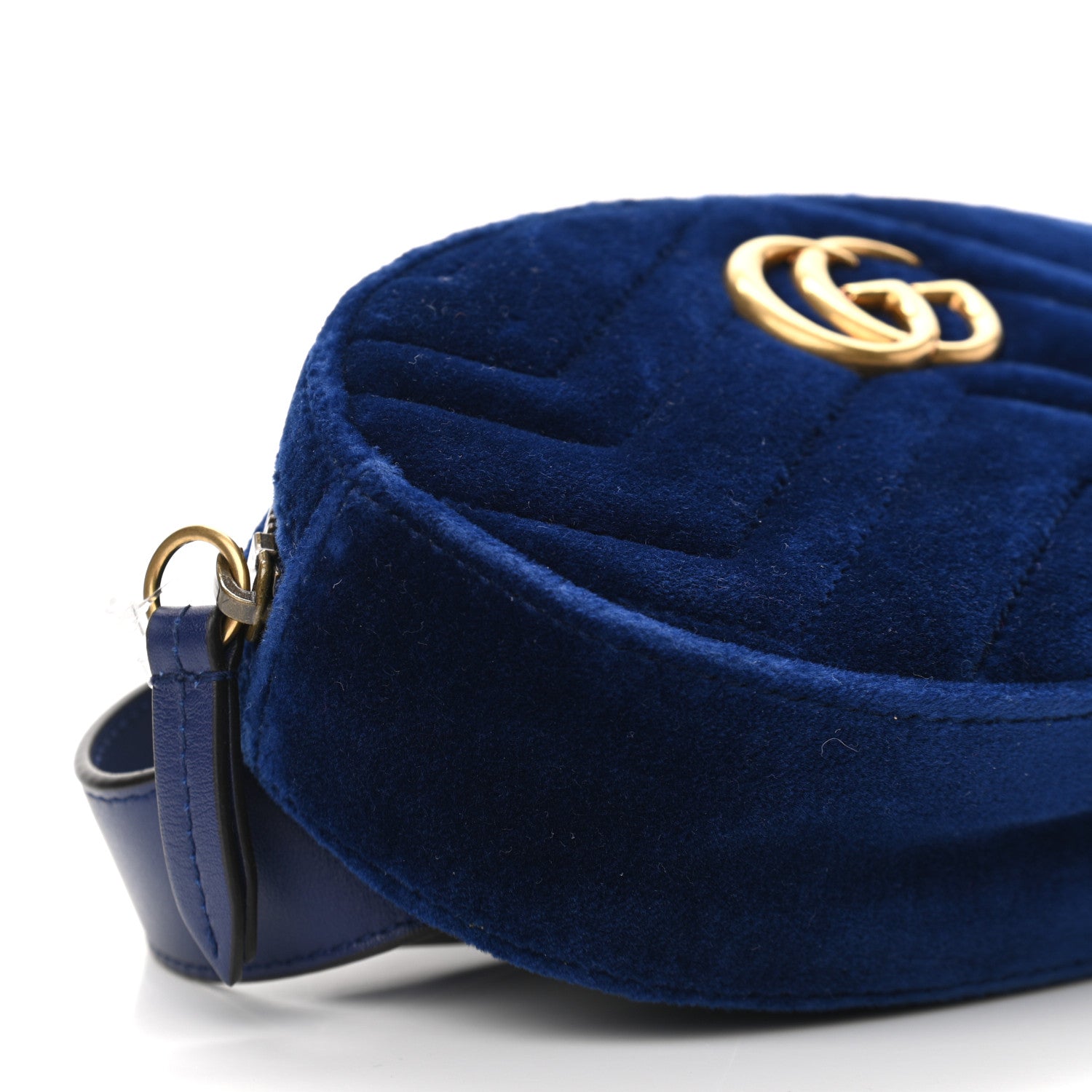 Gucci Velvet Matelasse GG Marmont Belt Bag 65 26 Cobalt Blue 9 of 10
