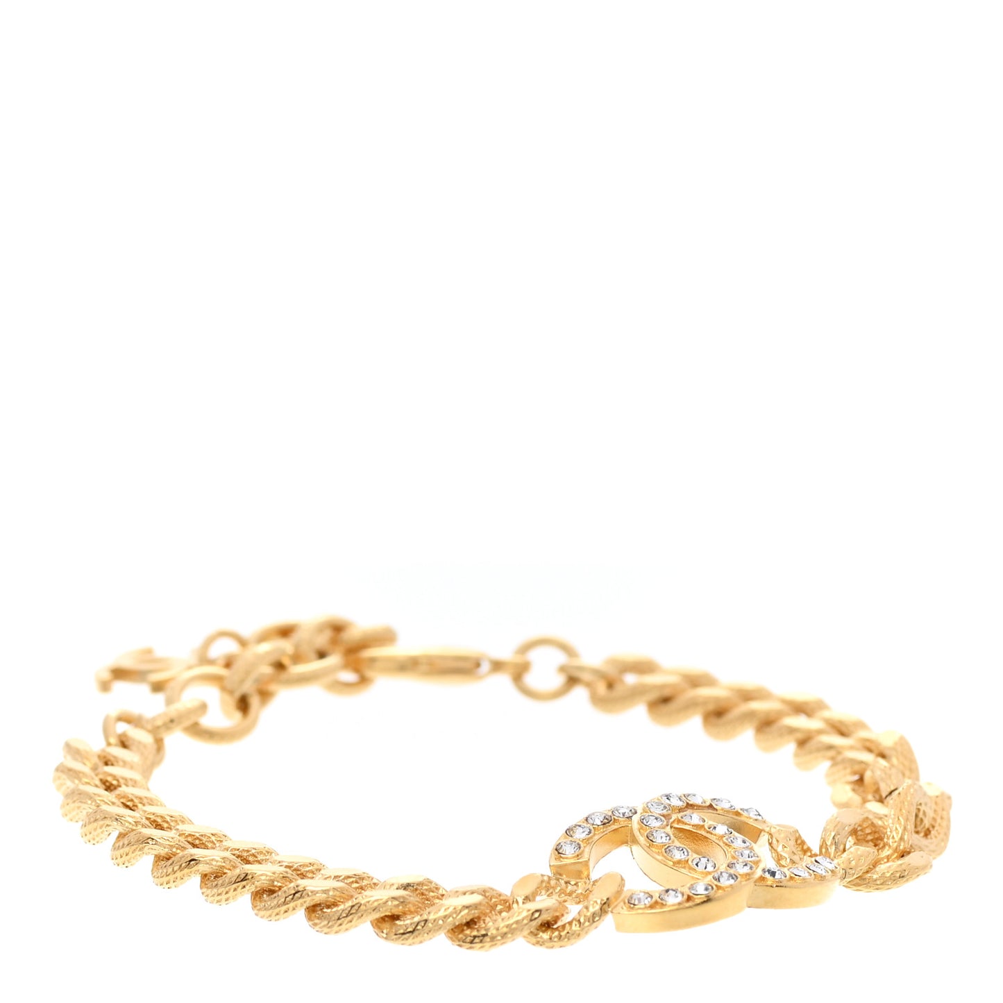 Crystal CC Chain Link Bracelet Gold