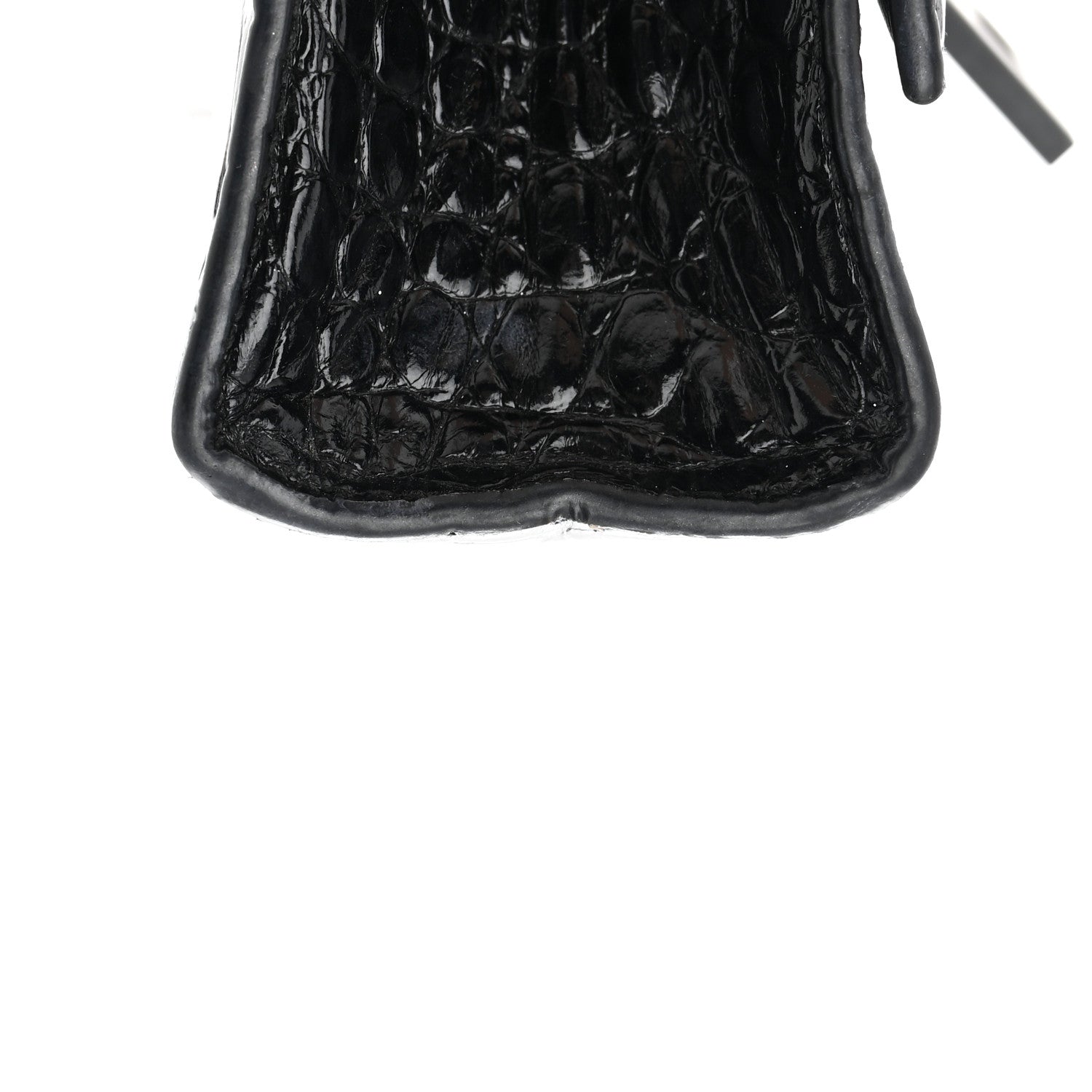 Balenciaga Shiny Calfskin Monochrome Crocodile Embossed Hourglass Top Handle Bag XS Black 20 of 25