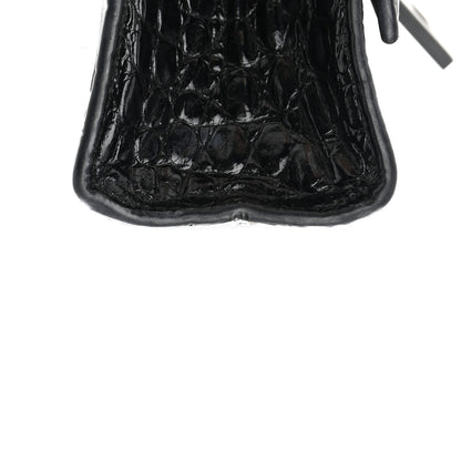 Balenciaga Shiny Calfskin Monochrome Crocodile Embossed Hourglass Top Handle Bag XS Black 20 of 25