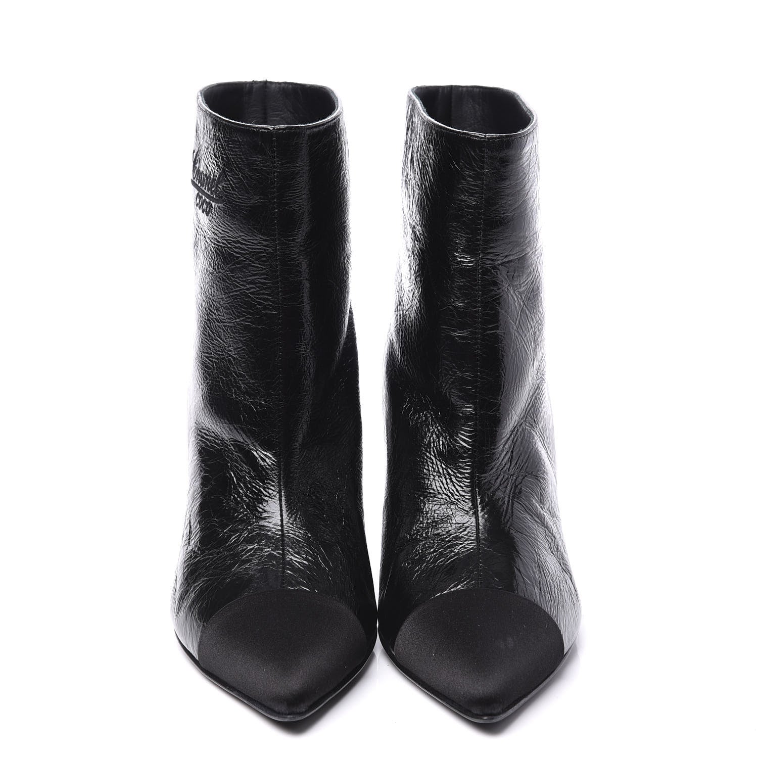 Chanel Crumpled Calfskin Satin Cap Toe Short Ankle Boots 36 Black 3 of 11
