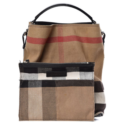 Burberry Canvas Mega Check Medium Ashby Hobo Black 1 of 29