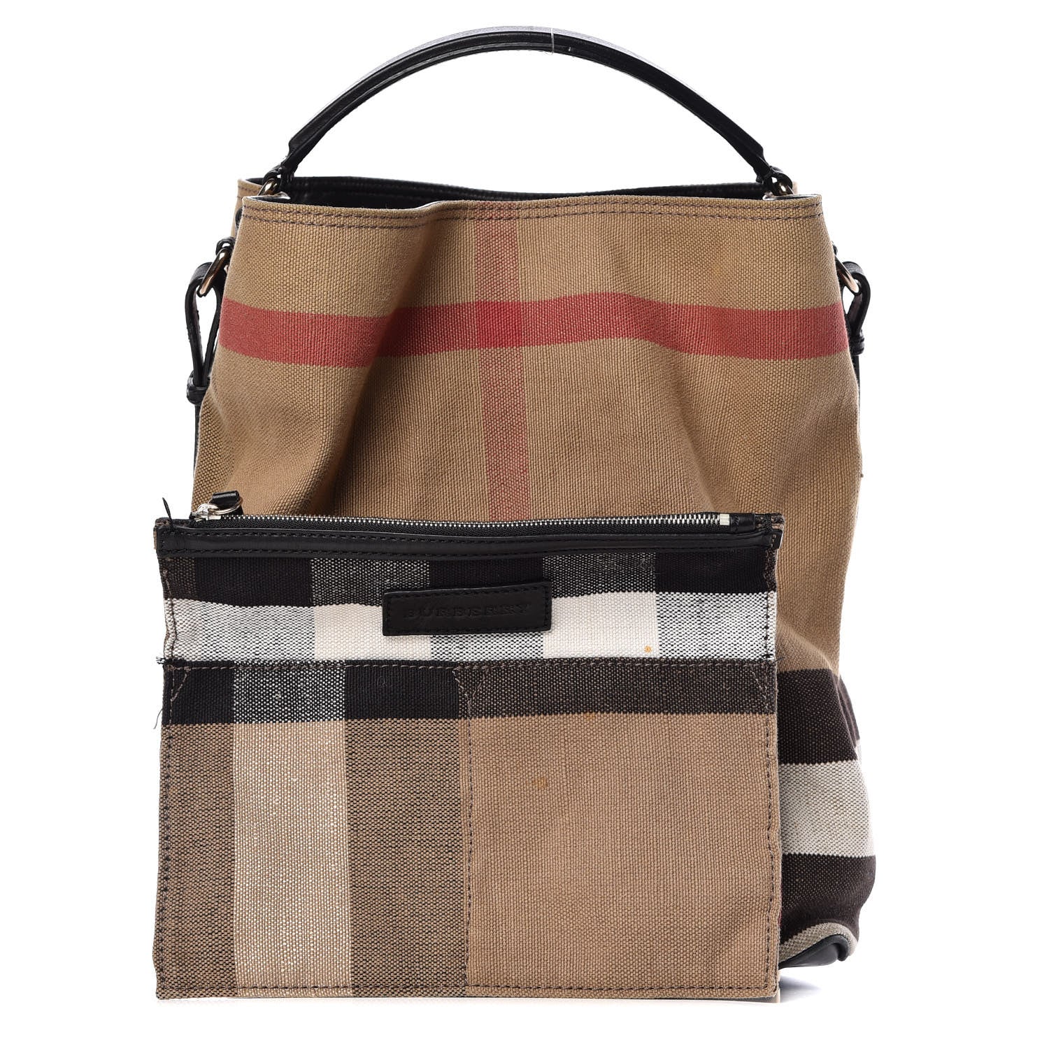 Burberry Canvas Mega Check Medium Ashby Hobo Black 1 of 32