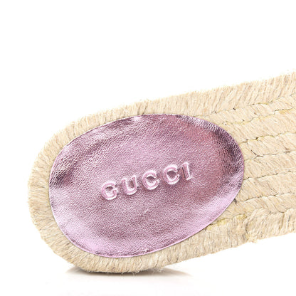 Gucci Metallic Nappa Matelasse GG Marmont Espadrille Slide Sandals 35.5 Rosa 8 of 11