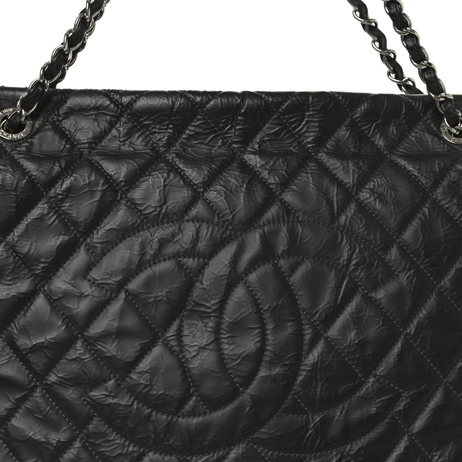 Chanel Glazed Calfskin Quilted CC XL Single Flap Black 8 of 10