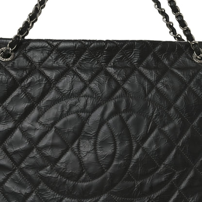 Chanel Glazed Calfskin Quilted CC XL Single Flap Black 8 of 10