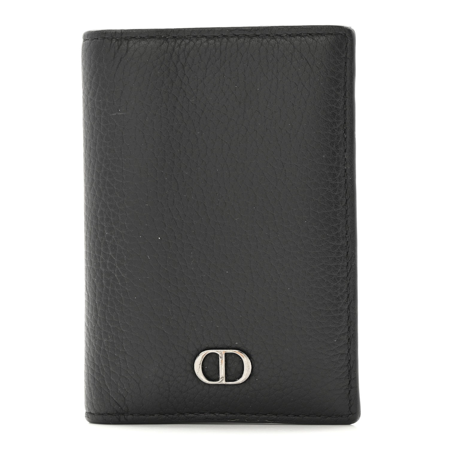 Christian Dior Grained Calfskin Icon Vertical Bifold Card Holder Black 1 of 11