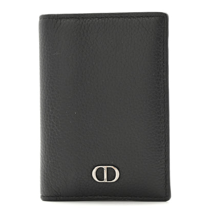 Christian Dior Grained Calfskin Icon Vertical Bifold Card Holder Black 1 of 11