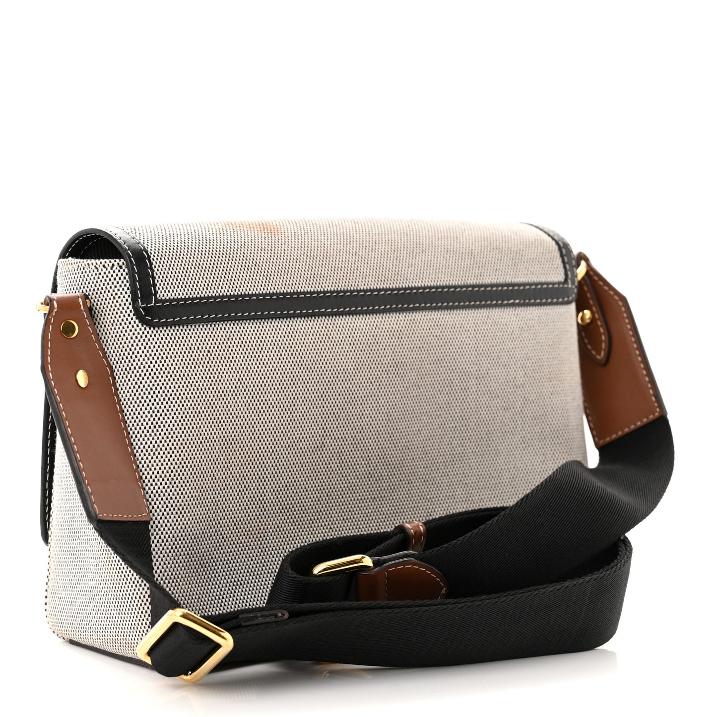 Canvas Horseferry Print Note Crossbody Bag Grey Black