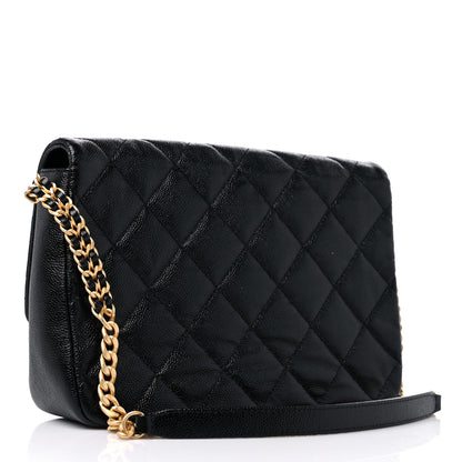 Chanel Shiny Caviar Quilted Large Chain Melody Flap Black 3 of 9