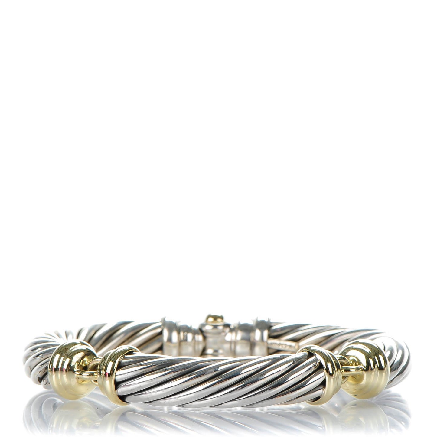 Sterling Silver 14K Yellow Gold 10mm Metro Cable Bracelet
