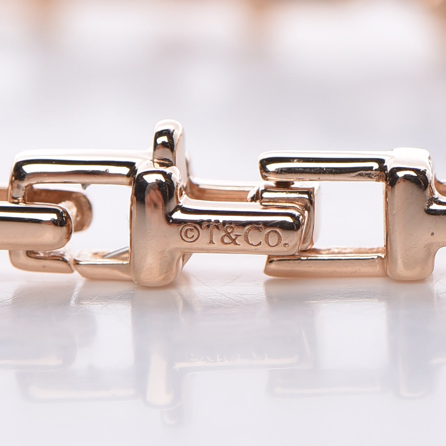 18K Rose Gold T Narrow Chain Necklace