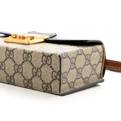 Gucci GG Supreme Monogram Calfskin Mini Padlock Top Handle Shoulder Bag Beige Black Cuir 10 of 10