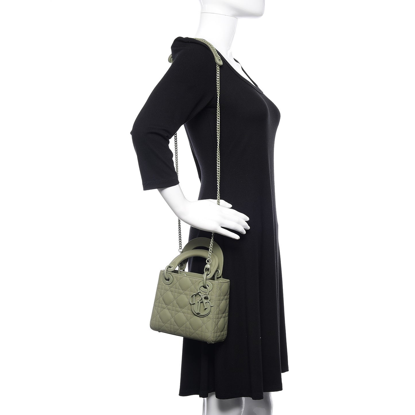 Ultra Matte Calfskin Cannage Mini Lady Dior Green