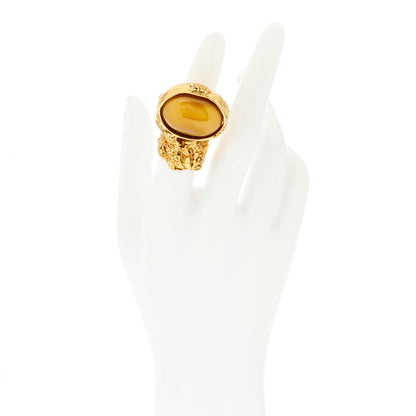 Saint Laurent Glass Cabochon Arty Ovale Ring 7 Gold Yellow 2 of 7