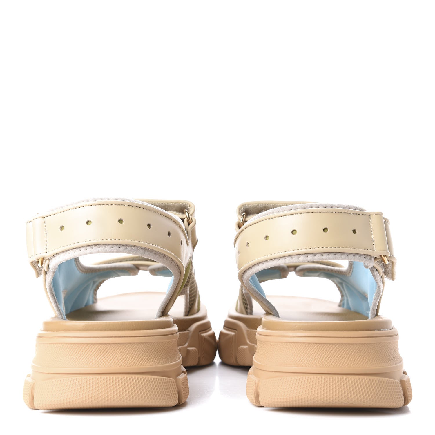 Gucci X SEGA Nappa Mesh Mens Aguru Sandals 11 Sand Storm Gold 7 of 11