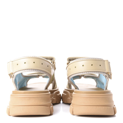 Gucci X SEGA Nappa Mesh Mens Aguru Sandals 11 Sand Storm Gold 7 of 11