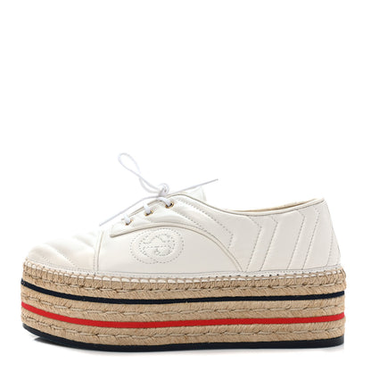Gucci Nappa Matelasse GG Pilar Flatform Lace-Up Espadrilles 39 Great White 1 of 9