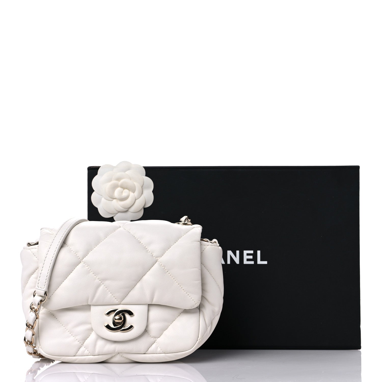Chanel Calfskin Quilted Mini Square Bubbly Flap White 11 of 16