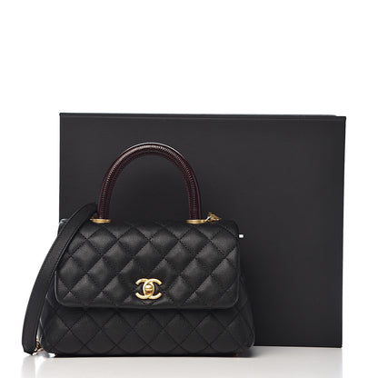 Chanel Caviar Lizard Embossed Quilted Mini Coco Handle Flap Black 12 of 12