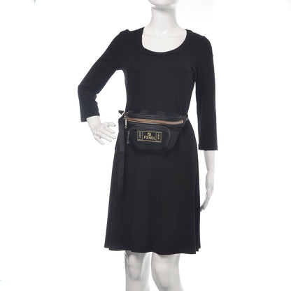 Fendi Nylon Vitello Century Pequin Logo Plate Pocket Belt Bag Black 2 of 9