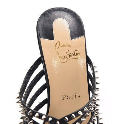 Christian Louboutin Kid Studded Marthaspike 100 Slide Sandals 40 Black Silver 7 of 11