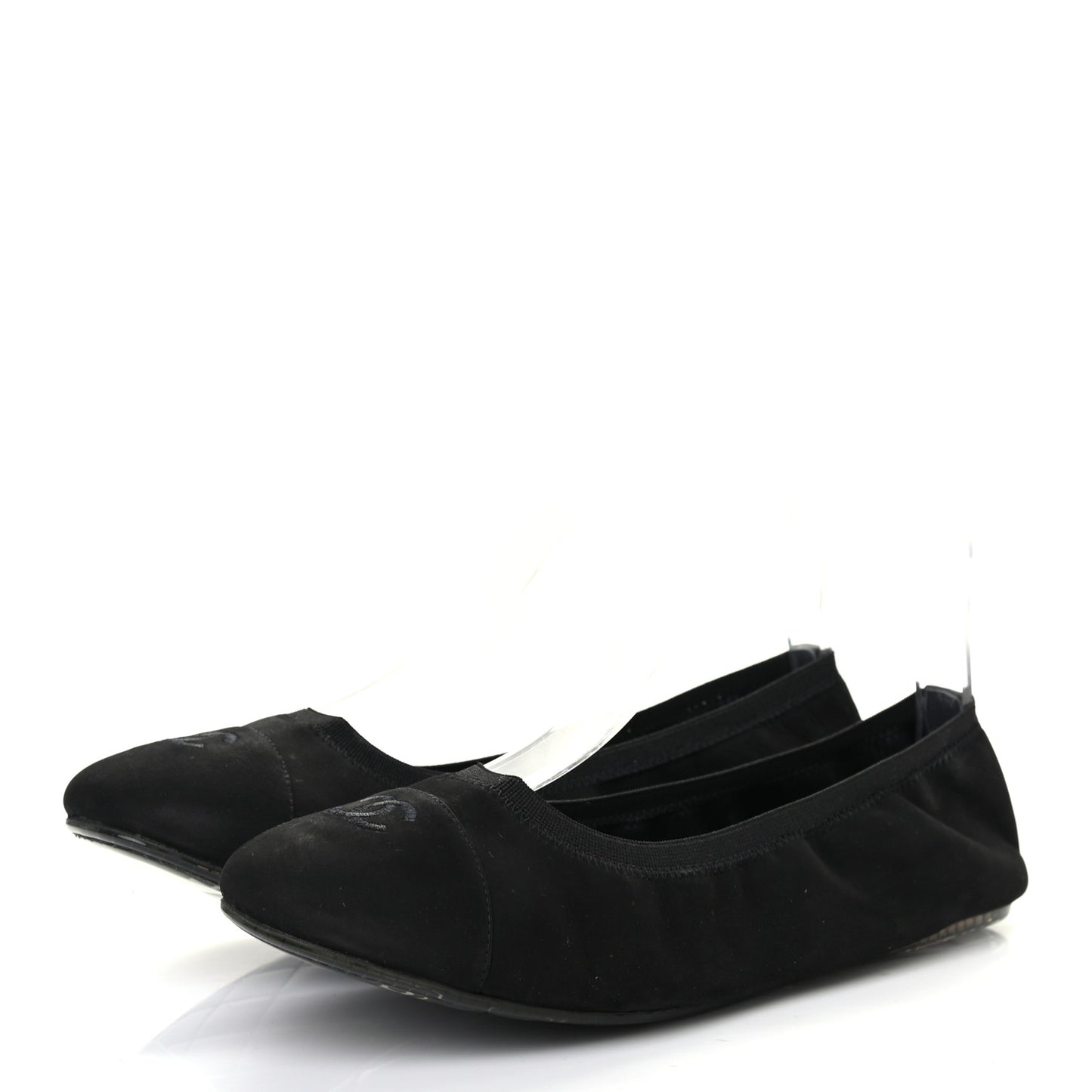 Nubuck Suede CC Elastic Cap Toe Ballerina Flats 39.5 Black