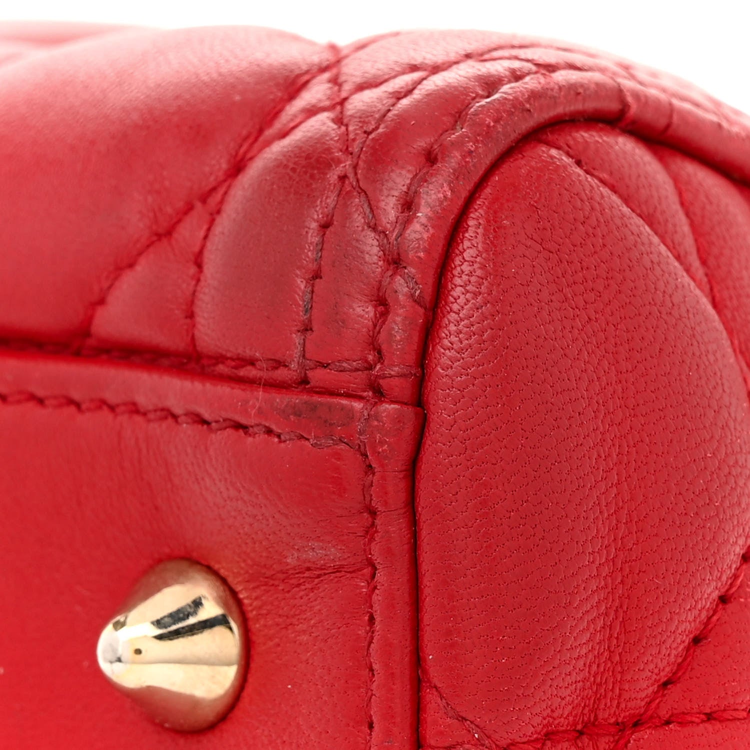 Christian Dior Lambskin Cannage Medium Lady Dior Red 11 of 16