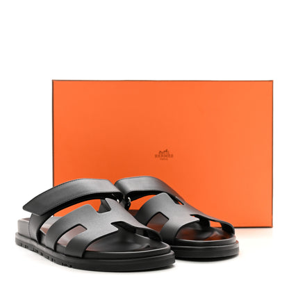 Hermes Calfskin Womens Chypre Sandals 38 Black 9 of 9